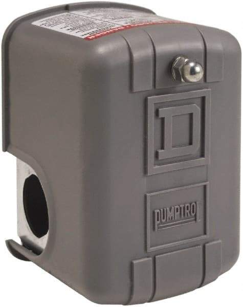 Square D - 1 and 3R NEMA Rated, 50 to 70 psi, Electromechanical Pressure and Level Switch - Adjustable Pressure, 575 VAC, L1-T1, L2-T2 Terminal, For Use with Square D Pumptrol - Exact Industrial Supply