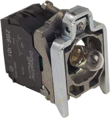 Schneider Electric - Pushbutton Switch Mounting Collar with Contact Block & Light Module - BA 9s Lamp - Exact Industrial Supply