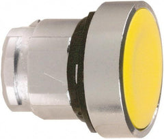 Schneider Electric - 22mm Mount Hole, Flush, Pushbutton Switch Only - Round, Yellow Pushbutton, Maintained (MA) - Exact Industrial Supply