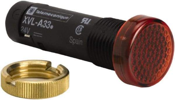 Schneider Electric - 24 V Red Lens LED Pilot Light - Threaded Connector, 16mm Wide - Exact Industrial Supply