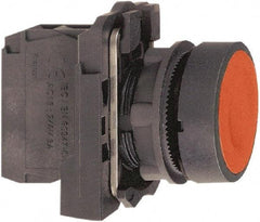 Schneider Electric - 22mm Mount Hole, Flush, Pushbutton Switch with Contact Block - Round, Red Pushbutton, Momentary (MO) - Exact Industrial Supply