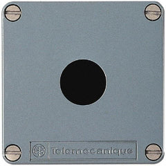Schneider Electric - 1 Hole, 22mm Hole Diameter, Zinc Alloy Pushbutton Switch Enclosure - 80mm High x 80mm Wide x 49mm Deep - Exact Industrial Supply