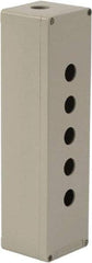 Schneider Electric - 5 Hole, 1.58 Inch Hole Diameter, Aluminum Pushbutton Switch Enclosure - 12.2 Inch High x 3.35 Inch Wide x 3.03 Inch Deep, 4, 13 NEMA Rated - Exact Industrial Supply