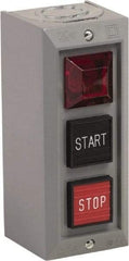 Schneider Electric - 3 Operator, Projecting Pushbutton Control Station - Start, Stop (Legend), Momentary Switch, NO/NC Contact, NEMA 1 - Exact Industrial Supply