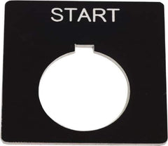 Schneider Electric - Square, Plastic Legend Plate - Start - Black Background, White Letters, 1.2 Inch Hole Diameter, 2-1/4 Inch Square - Exact Industrial Supply