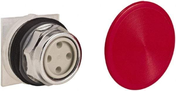 Schneider Electric - 30mm Mount Hole, Extended Straight, Pushbutton Switch Only - Round, Red Pushbutton, Momentary (MO), Weatherproof, Dust and Oil Resistant - Exact Industrial Supply