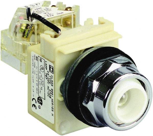 Schneider Electric - 120 V Neon Press-to-Test Indicating Light - Round Lens, Screw Clamp Connector - Exact Industrial Supply