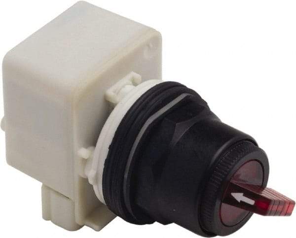 Schneider Electric - 30mm Mount Hole, 2 Position, Knob and Pushbutton Operated, Selector Switch Only - Red, Maintained (MA), without Contact Blocks, Anticorrosive, Weatherproof, Dust and Oil Resistant - Exact Industrial Supply