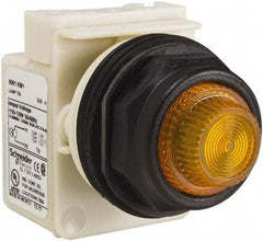 Schneider Electric - 110 VAC at 50/60 Hz via Transformer, 120 VAC at 50/60 Hz via Transformer Amber Lens Indicating Light - Round Lens, Screw Clamp Connector, Corrosion Resistant, Dust Resistant, Oil Resistant - Exact Industrial Supply