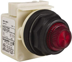 Schneider Electric - 24 V, 28 V Red Lens Indicating Light - Round Lens, Screw Clamp Connector, Corrosion Resistant, Dust Resistant, Oil Resistant - Exact Industrial Supply