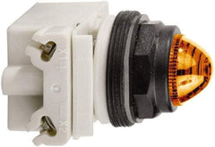 Schneider Electric - 120 VAC White Lens LED Pilot Light - Round Lens, Screw Clamp Connector, 54mm OAL x 42mm Wide, Vibration Resistant - Exact Industrial Supply
