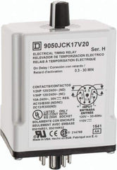 Square D - 0.3 to 30 min Delay, DPDT Time Delay Relay - 10 Contact Amp, 110 VDC & 120 VAC - Exact Industrial Supply