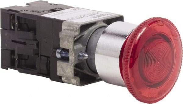 Schneider Electric - 22mm Mount Hole, Extended Mushroom Head, Pushbutton Switch Only - Round, Red Pushbutton, Maintained (MA), Momentary (MO), On-Off-On - Exact Industrial Supply