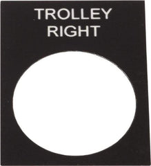 Schneider Electric - Rectangular, PVC Legend Plate - Trolley Right - Black Background, White Letters, 22mm Hole Diameter, 30mm Wide x 40mm High - Exact Industrial Supply