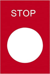 Schneider Electric - Rectangular, PVC Legend Plate - Stop - Red Background, White Letters, 22mm Hole Diameter, 30mm Wide x 40mm High - Exact Industrial Supply