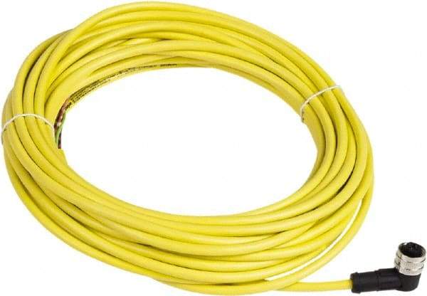 Telemecanique Sensors - 4 Amp, Elbowed Female Connector 1/2 inch 20 UNF 3 Pin Cordset Sensor and Receptacle - 250 VAC, 300 VDC, 10m Cable Length, IP65, IP67 Ingress Rating - Exact Industrial Supply