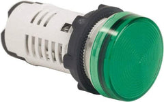 Schneider Electric - 120 VAC Green Lens LED Pilot Light - Round Lens, Screw Clamp Connector, 29mm Wide, Shock Resistant, Vibration Resistant - Exact Industrial Supply