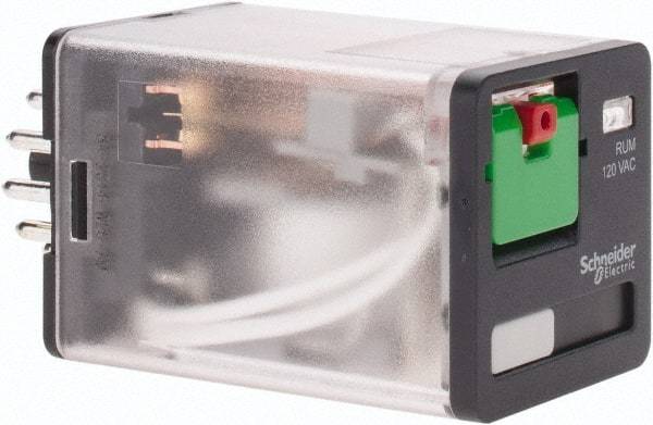 Schneider Electric - 3 at 60 Hz VA Power Rating, Octal Electromechanical Plug-in General Purpose Relay - 10 Amp at 250 VAC, 3PDT, 120 VAC, 35mm Wide x 56mm High x 35.4mm Deep - Exact Industrial Supply