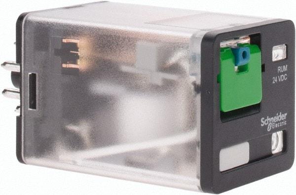 Schneider Electric - Octal Electromechanical Plug-in General Purpose Relay - 10 Amp at 240 V, DPDT, 24 VDC, 35mm Wide x 56mm High x 35.4mm Deep - Exact Industrial Supply