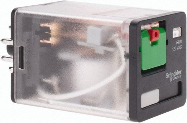 Schneider Electric - 3 at 60 Hz VA Power Rating, Octal Electromechanical Plug-in General Purpose Relay - 10 Amp at 277 VAC & 30 VDC, DPDT, 120 VAC, 35mm Wide x 56mm High x 35.4mm Deep - Exact Industrial Supply