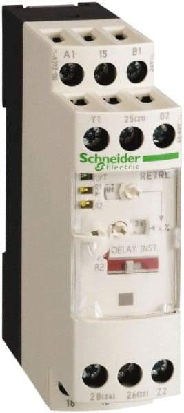 Schneider Electric - 300 hr Delay, Single Range 2CO Time Delay Relay - 8 Contact Amp, 110 to 240 VAC, 24 VAC, 24 VDC, 42 to 48 VAC & 42 to 48 VDC - Exact Industrial Supply