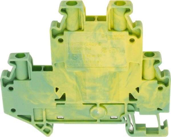 Schneider Electric - 1 Pole, 1,000 Volt, -40 to 266°F, DIN Rail Mount, Polyamide Grounding Terminal Block - 4 Contacts, 26 to 12 AWG Compatibility, 65mm High - Exact Industrial Supply