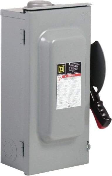 Square D - 3 Phase, 600VAC/VDC, 3 Pole, 3R, Enclosed Fused Cam & Disconnect Switch - 3PST, 3 Wires - Exact Industrial Supply