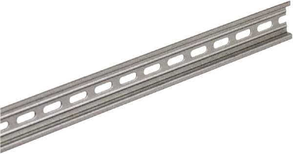 Square D - 1/2m Long x 0.3 Inch Wide x 1.38 Inch High x Steel DIN Rail - 0.04 Inch Thick - Exact Industrial Supply