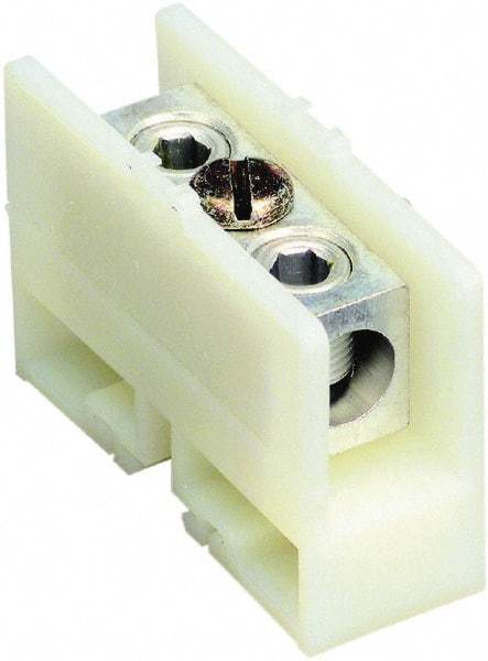 Square D - 600 VAC, 255 Amp, -40 to 275°F, DIN Rail Mount, Nylon Standard Terminal Block - 1 Contact, Tin Plated Aluminum, 6 AWG Compatibility Size, 2.32 Inch High x 3.23 Inch Deep - Exact Industrial Supply