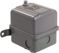 Square D - 1 NEMA Rated, DPST, 80 to 100 psig, Vacuum Switch Pressure and Level Switch - Adjustable Pressure, 575 VAC, 1/4 Inch NPSF Connector, Screw Terminal, For Use with Air Compressors, Electrically Driven Water Pumps - Exact Industrial Supply