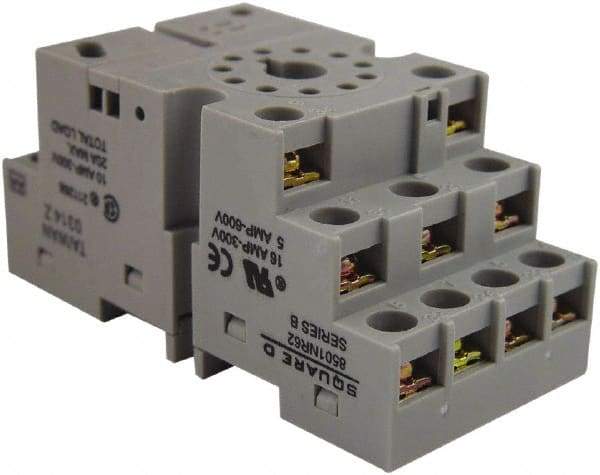 Square D - 11 Pins, 300 VAC, 10 Amp (CSA) and 16 Amp (UL), Square Relay Socket - DIN Rail Mount, Panel Mount, 2 Tiers, Screw Terminal - Exact Industrial Supply
