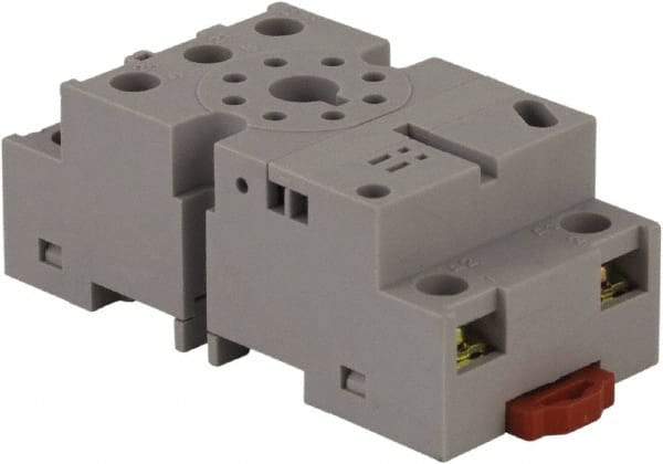 Square D - 8 Pins, 300 VAC, 10 Amp (CSA) and 16 Amp (UL), Square Relay Socket - DIN Rail Mount, Panel Mount, 2 Tiers, Screw Terminal - Exact Industrial Supply