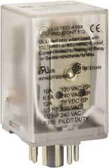 Square D - 8 Pins, 1 hp at 277 Volt & 1/3 hp at 120 Volt, 3 VA Power Rating, Octal Electromechanical Plug-in General Purpose Relay - 10 Amp at 250 VAC, DPDT, 24 VAC at 50/60 Hz, 34.9mm Wide x 50.3mm High x 35.4mm Deep - Exact Industrial Supply