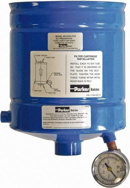 Parker - 1 NPT Air Compressor Exhaust Filter - 20 CFM, 15 psi, 7.4" Diam x 8.8" High, Use with Welch Pump Models #1397 - Exact Industrial Supply