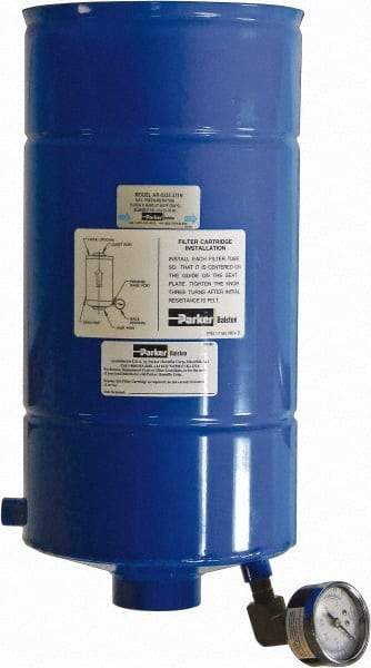 Parker - 1-1/2 NPT Air Compressor Exhaust Filter - 43 CFM, 15 psi, 7.4" Diam x 15" High, Use with Welch Pump Models #1374 - Exact Industrial Supply