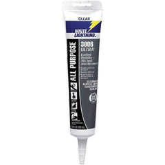 White Lightning - 5.5 oz Tube Clear Acrylic & Latex Sealant - -30 to 180°F Operating Temp, 45 min Tack Free Dry Time, 5 to 7 Days Full Cure Time - Exact Industrial Supply