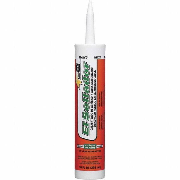 White Lightning - 10 oz Tube White Acrylic & Latex Sealant - -30 to 180°F Operating Temp, 30 min Tack Free Dry Time, 5 to 7 Days Full Cure Time - Exact Industrial Supply