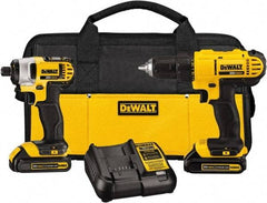 DeWALT - 20 Volt Cordless Tool Combination Kit - Includes 1/2" Drill/Driver & 1/4" Impact Driver, Lithium-Ion Battery Included - Exact Industrial Supply