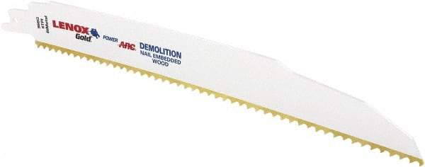 Lenox - 9" Long x 7/8" Thick, Bi-Metal Reciprocating Saw Blade - Tapered Profile, 6 TPI, Toothed Edge, Universal Shank - Exact Industrial Supply