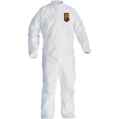 KleenGuard - Size 3XL Film Laminate General Purpose Coveralls - White, Zipper Closure, Elastic Cuffs, Elastic Ankles, Serged Seams - Exact Industrial Supply