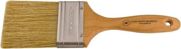 Wooster Brush - 2-1/2" Flat Hog Varnish Brush - 3-3/16" Bristle Length, 6-1/2" Maple Beavertail Handle - Exact Industrial Supply