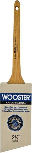 Wooster Brush - 2-1/2" Angled Hog Sash Brush - 2-11/16" Bristle Length, 7-7/8" Maple Rattail Handle - Exact Industrial Supply