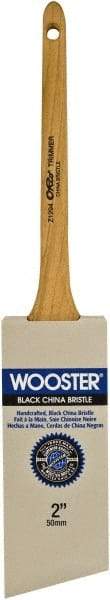 Wooster Brush - 2" Angled Hog Sash Brush - 2-7/16" Bristle Length, 7-7/8" Maple Rattail Handle - Exact Industrial Supply
