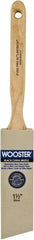 Wooster Brush - 1-1/2" Angled Hog Sash Brush - 2-7/16" Bristle Length, 8" Maple Fluted Handle - Exact Industrial Supply