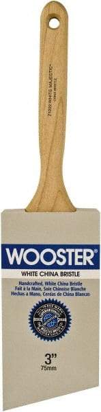 Wooster Brush - 3" Angled Hog Sash Brush - 3-7/16" Bristle Length, 8" Maple Fluted Handle - Exact Industrial Supply