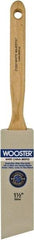 Wooster Brush - 1-1/2" Angled Hog Sash Brush - 2-11/16" Bristle Length, 7-7/8" Maple Fluted Handle - Exact Industrial Supply