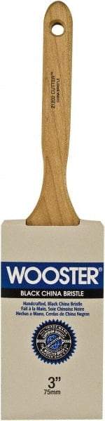 Wooster Brush - 3" Flat Hog Sash Brush - 3-7/16" Bristle Length, 6-1/8" Maple Fluted Handle - Exact Industrial Supply