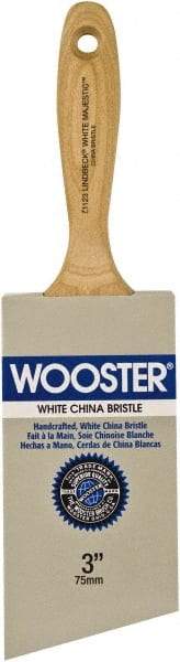 Wooster Brush - 3" Angled Hog Varnish Brush - 2-15/16" Bristle Length, 5-1/8" Maple Beavertail Handle - Exact Industrial Supply
