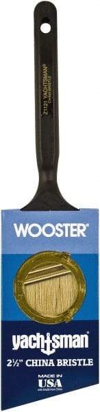 Wooster Brush - 2-1/2" Angled Hog Sash Brush - 2-11/16" Bristle Length, 5-1/8" Plastic Fluted Handle - Exact Industrial Supply