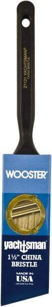 Wooster Brush - 1-1/2" Angled Hog Sash Brush - 2-3/16" Bristle Length, 6-1/4" Plastic Fluted Handle - Exact Industrial Supply
